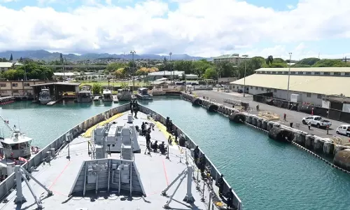 Indian warship INS Shivalik in Pearl Harbour