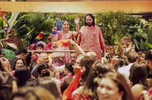 Vibrant Pictures from Radhika-Anant Mameru Ceremony