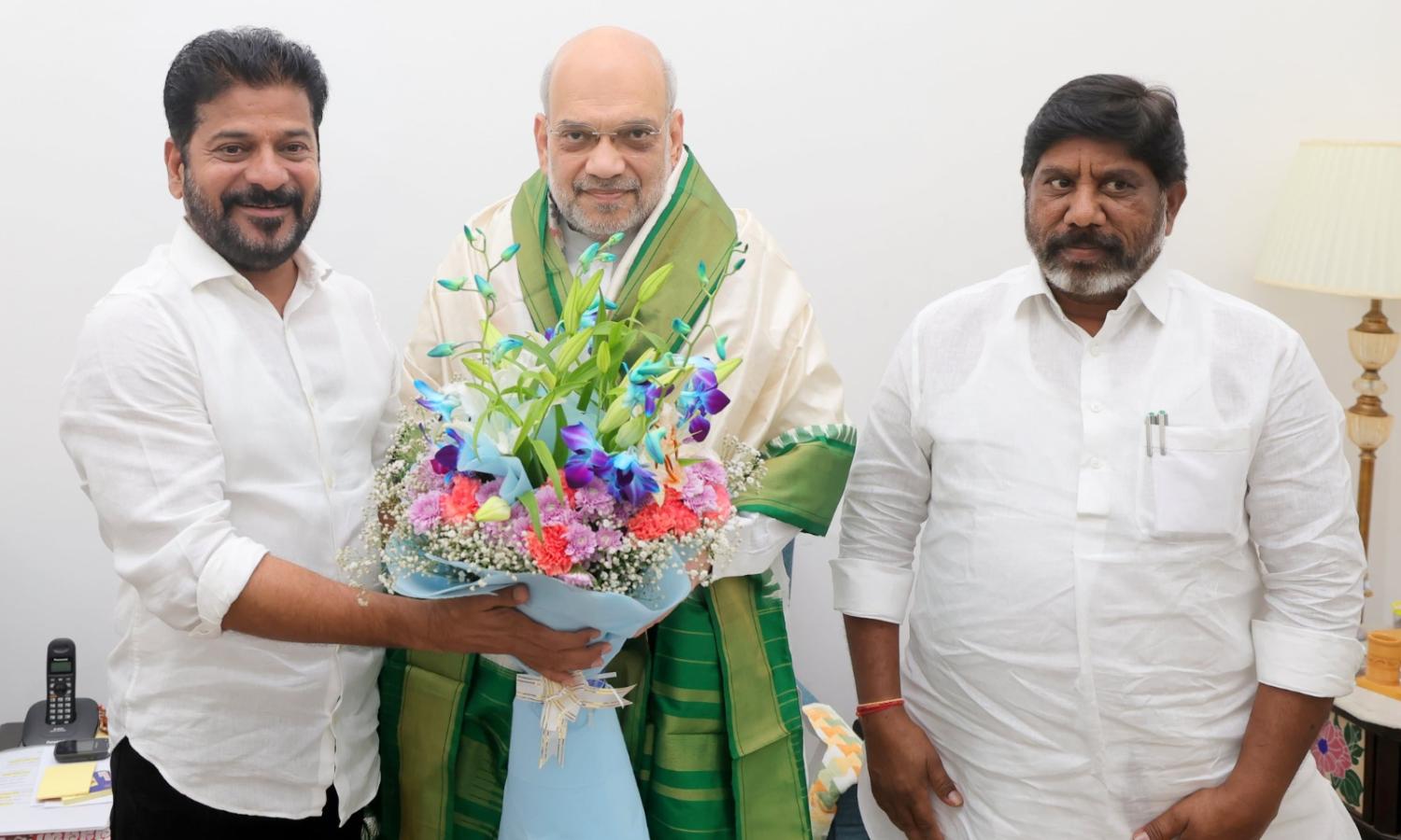 Telangana CM Revanth, Deputy CM Bhatti Meet Amit Shah