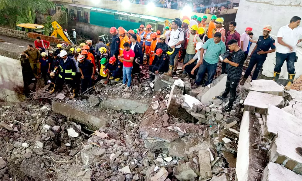 Six-storey residential building collapses in Surat city