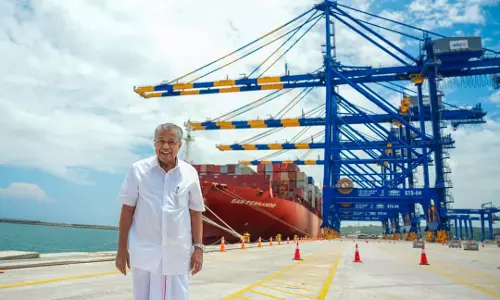 Kerala CM Vijayan Formally Welcomes First Cargo Ship at Vizhinjam Sea Port