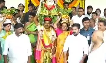 CM Revanth Reddy attends Bonalu celebrations at Praja Bhavan