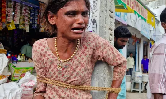Woman Tied to Pole After Being Caught for Theft