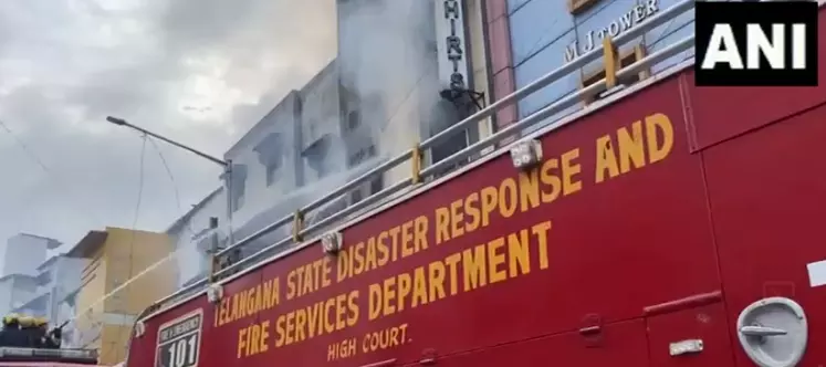 Fire breaks out at cloth store at Madina Crossroads in Hyderabad
