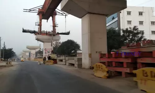 Elevated corridor works hit traffic in Uppal