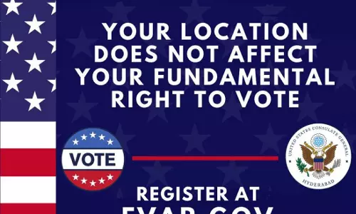 U.S. Consulate Hyderabad Tweets about Absentee Voting for Americans in India
