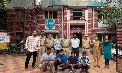 Excise STF arrests four persons for selling ganja in Dhoolpet