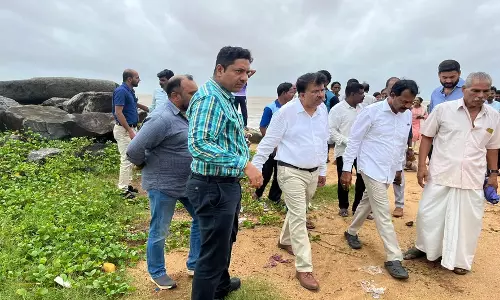 Karnataka Maritime Board CEO Inspects Sea Erosion Damage in Coastal Areas Karnataka Maritime Board CEO Inspects Sea Erosion Damage in Coastal Areas