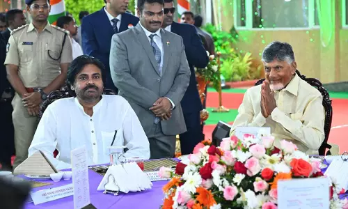 Naidu, Pawan attend AT HOME at Raj Bhavan, Sharmila interacts