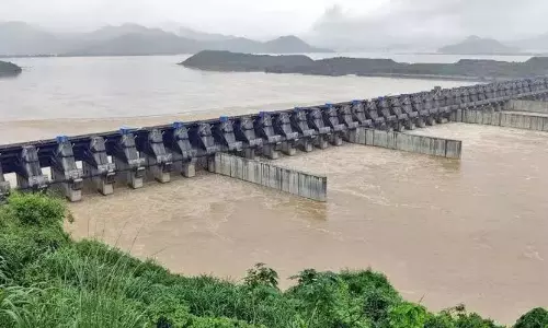 Water Released from Polavaram Main Dam Area