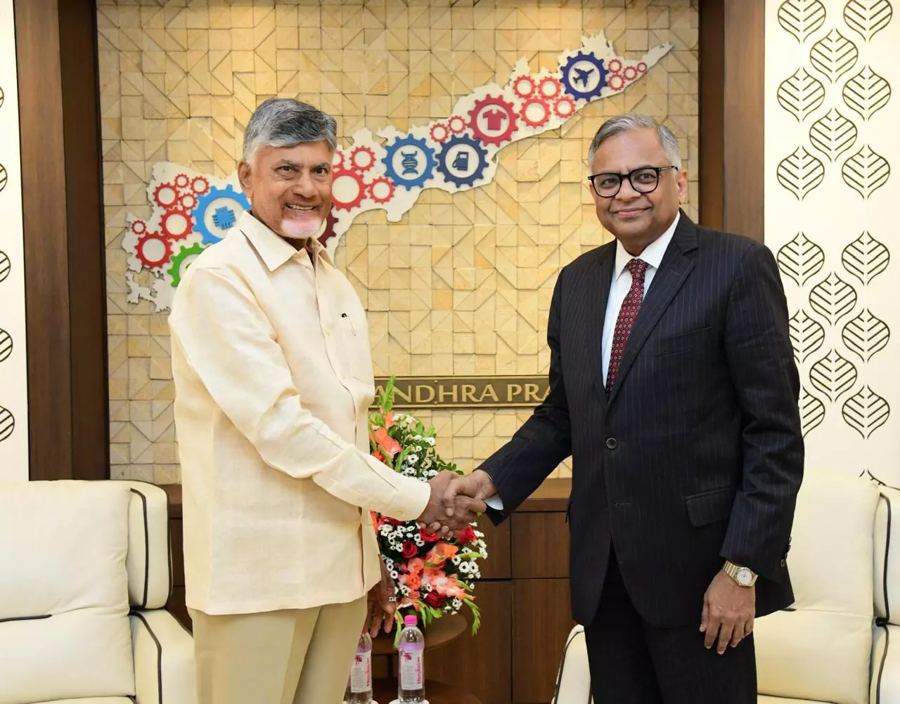 AP CM Naidu Meets Tata Sons Chairman Chandrasekaran AP CM Naidu Meets Tata Sons Chairman Chandrasekaran
