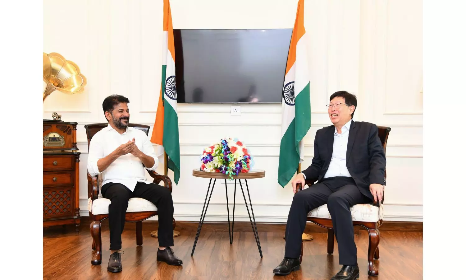 Revanth pitches for Fourth City project with Foxconn Revanth pitches for Fourth City project with Foxconn