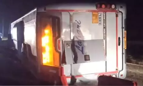 20 Occupants of TSRTC Bus Hurt After Bus Tilts in Addanki