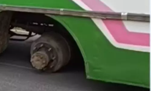 RTC Bus with 72 Passengers Escapes Major Crash in Jagtial