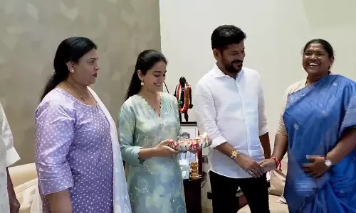 Telangana: Woman leaders tie Rakhi to CM Revanth