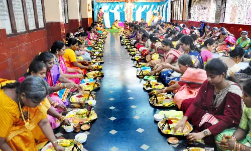 Women throng Durga temple for Vara Lakshmi Vratham