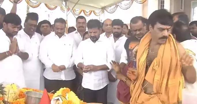 Bhoomi Puja Held for Telangana Thalli Statue Installation Bhoomi Puja Held for Telangana Thalli Statue Installation