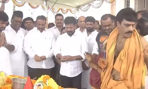 Bhoomi Puja Held for Telangana Thalli Statue Installation