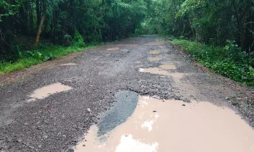 Damaged Road in Nallamala Troubles Commuters Damaged Road in Nallamala Troubles Commuters