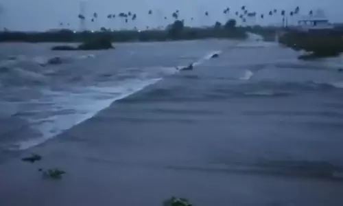 Telangana rains: Musi flows over low level bridge at Sangem, road connectivity disrupted