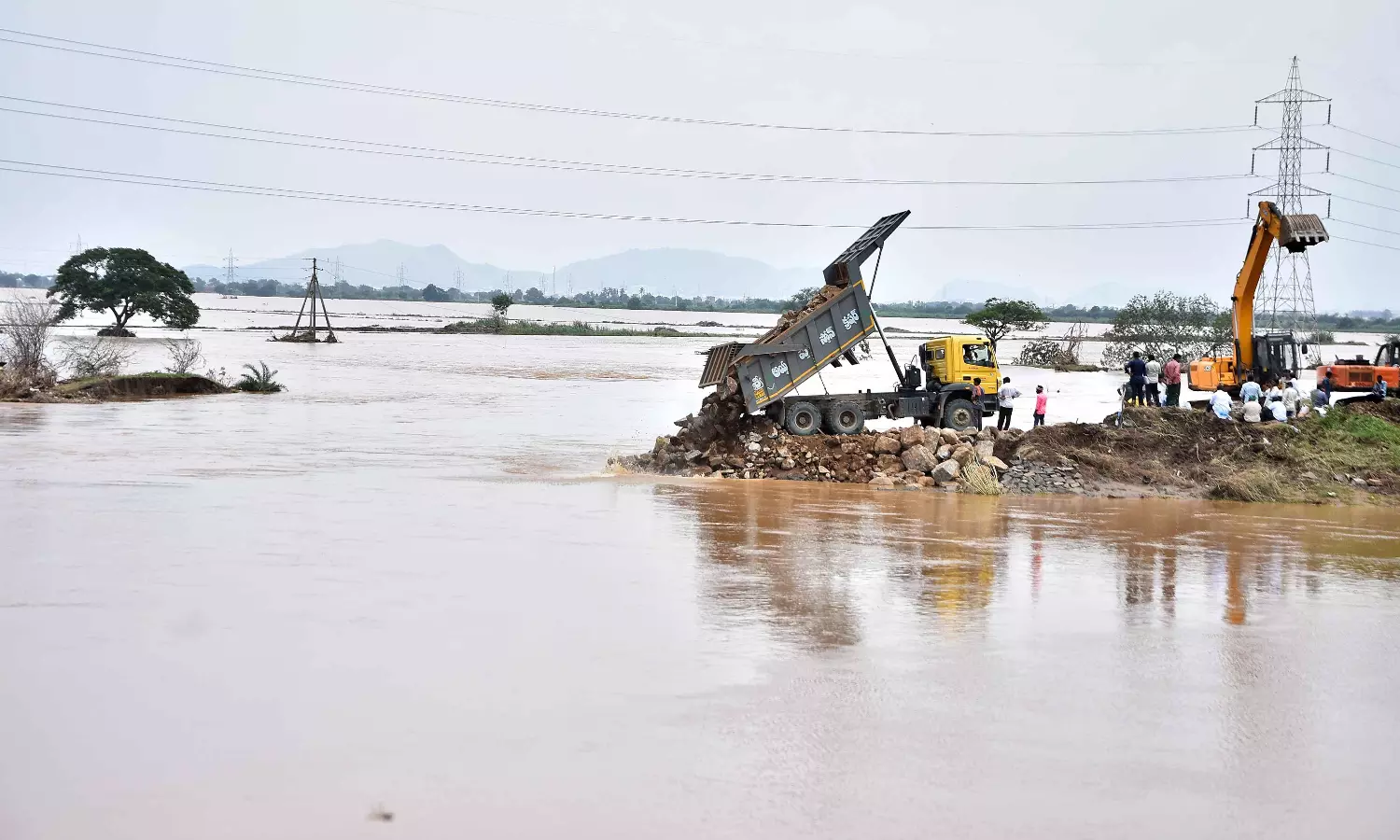 Indian Army at Work to Fill Third Breach to Budameru Rivulet
