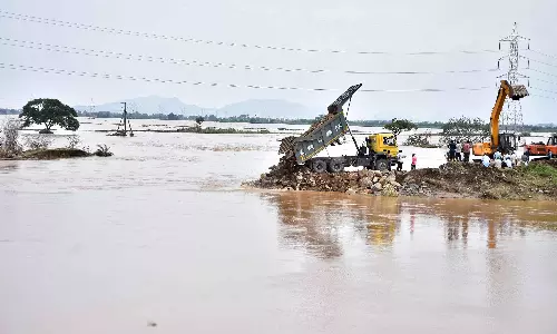Indian Army at Work to Fill Third Breach to Budameru Rivulet