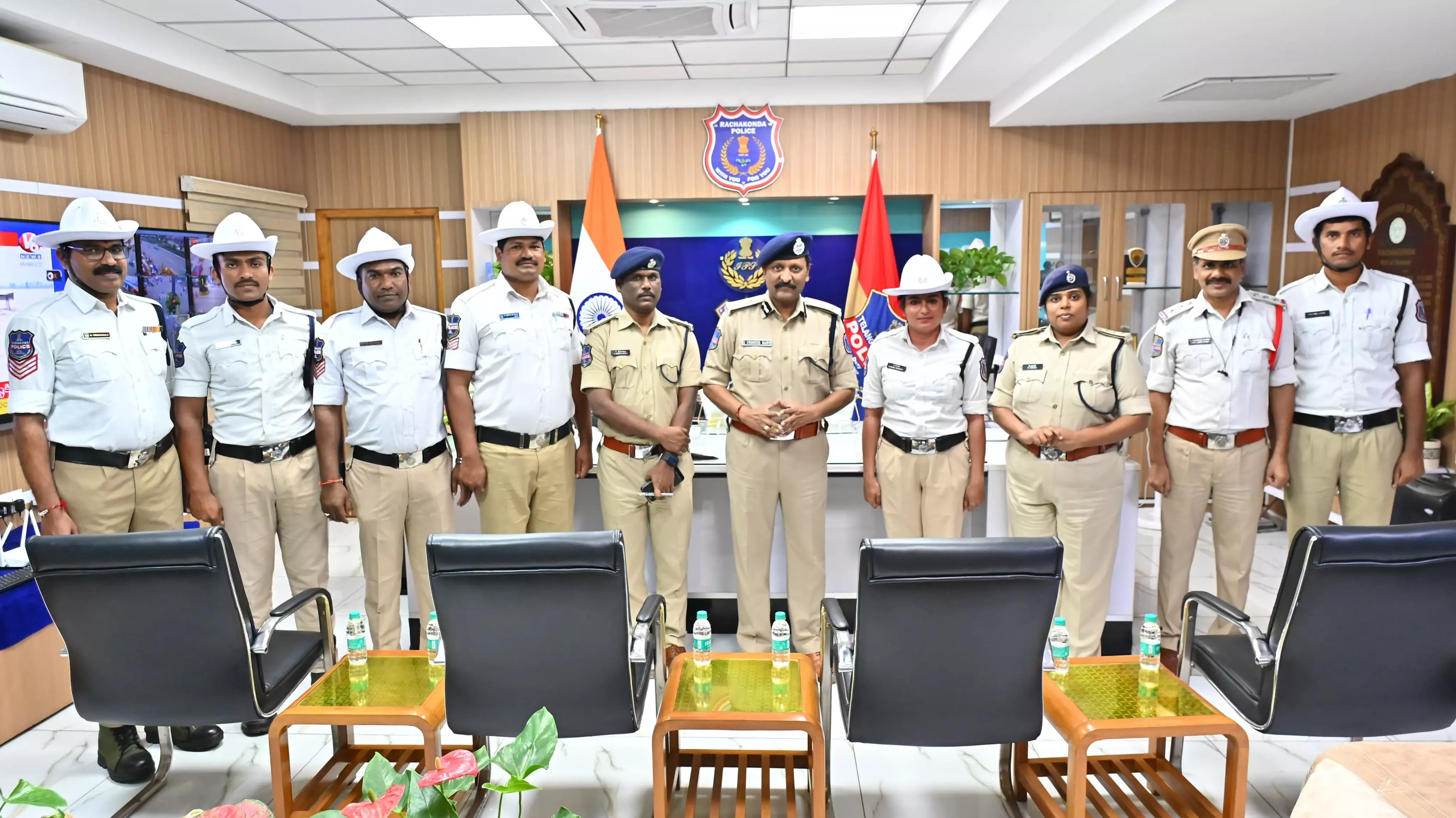 Rachakonda Traffic Cops Get 500 White Caps Rachakonda Traffic Cops Get 500 White Caps