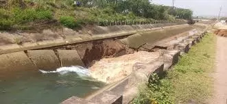 Eleru canal breach in Anakapalle district Eleru canal breach in Anakapalle district