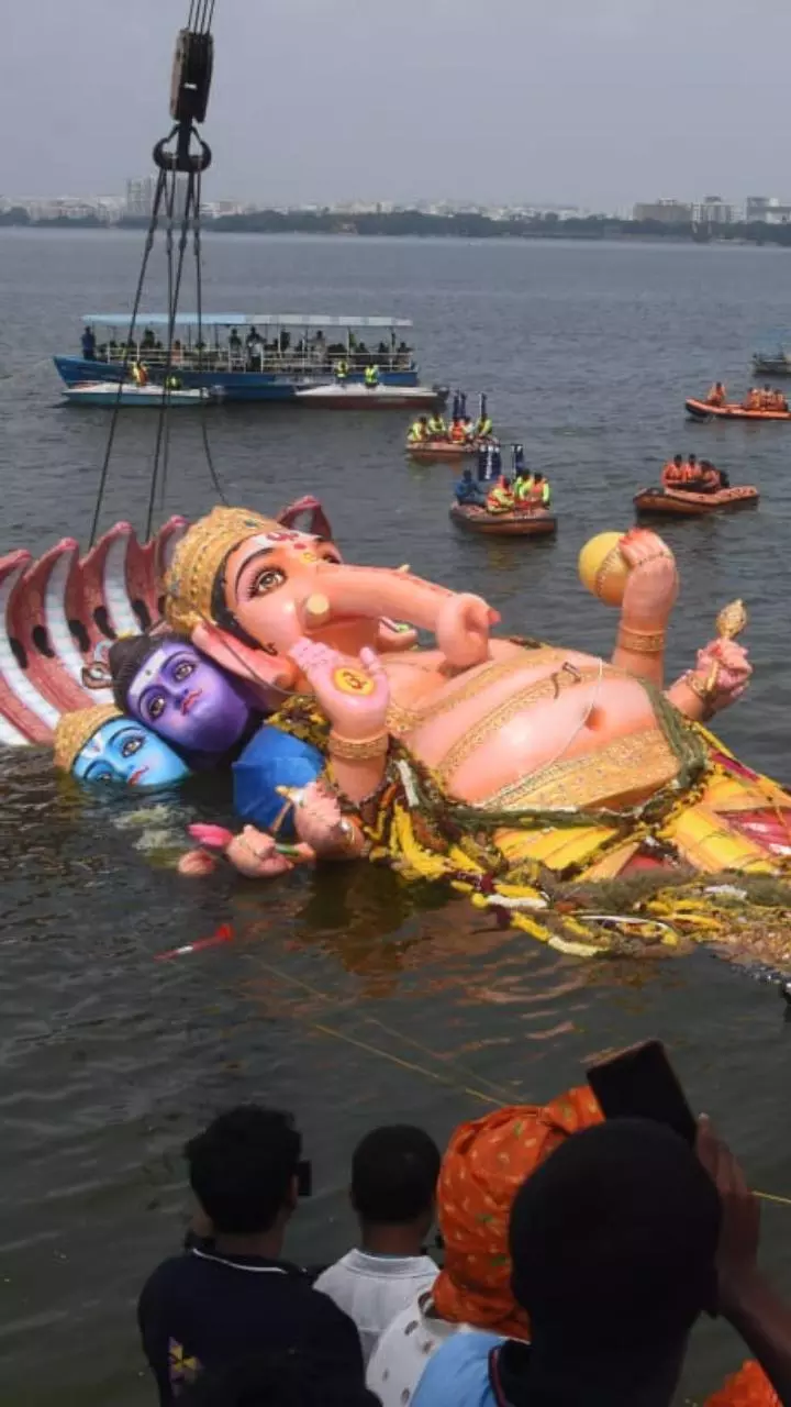 70-Foot Khairatabad Ganesh Immersed in Hussainsagar