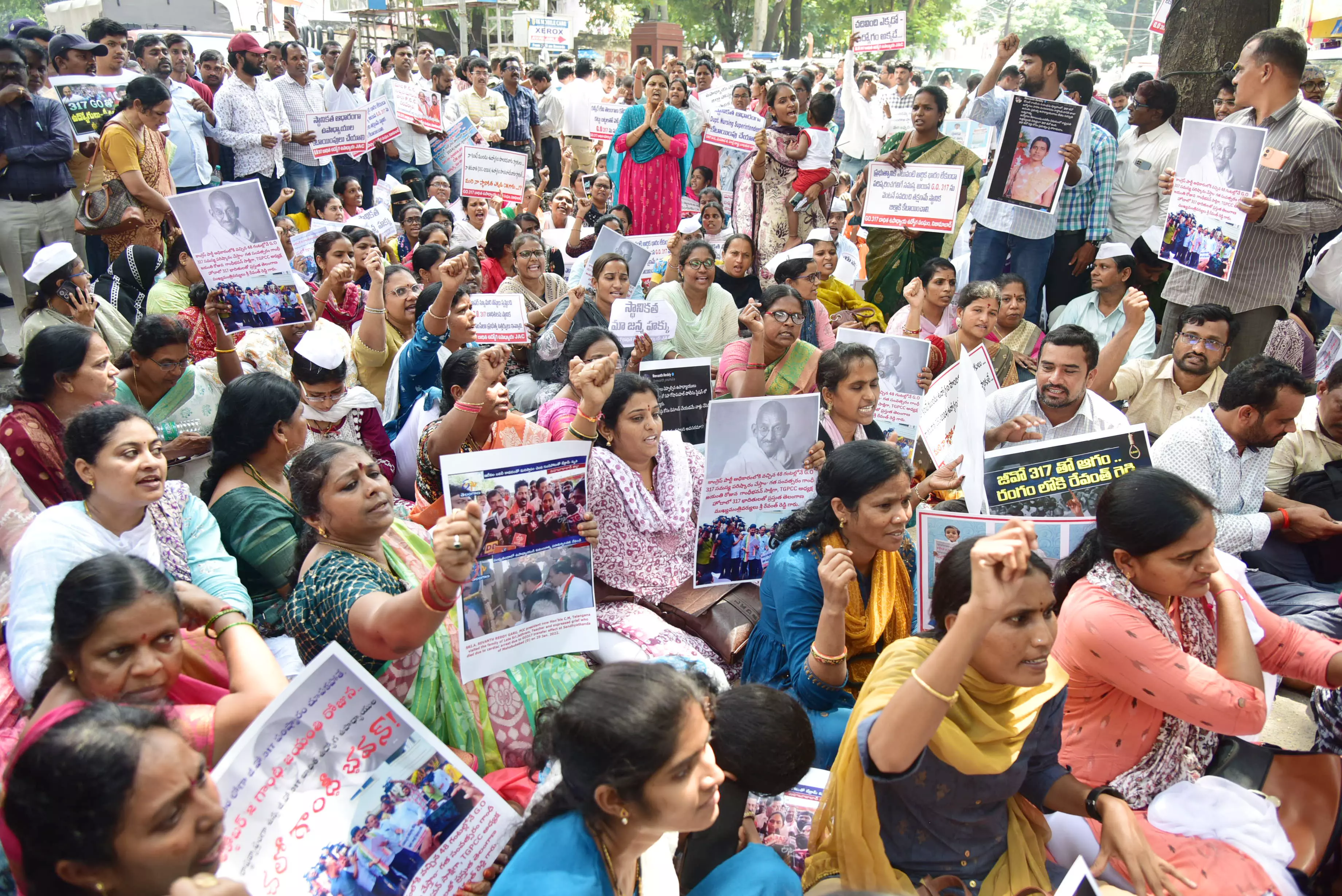 Telangana Government Employees Protest GO 317 Transfers