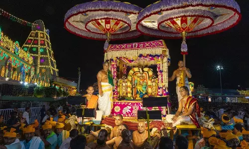 Lord Venkateswara rides lion and pearl chariots on Sunday