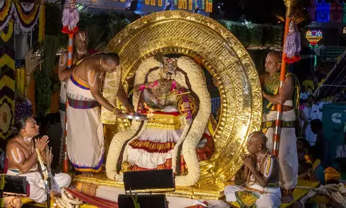 Devotees witness divine grace on Surya Prabha and Chandra Prabha Vahanams