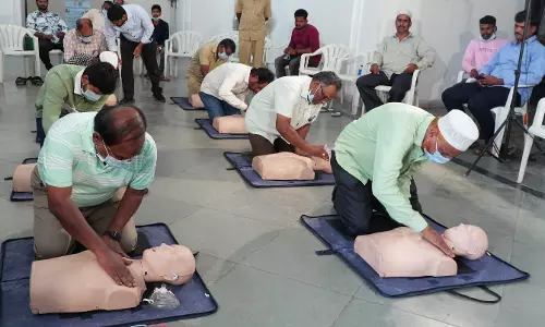 First-Aid, CPR Training for Roadside Shopkeepers in Sircilla