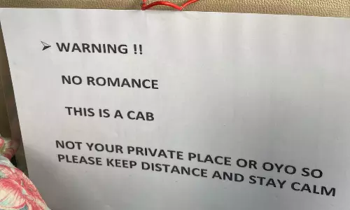 No Romance: Cab drivers notice to passengers viral No Romance: Cab drivers notice to passengers viral