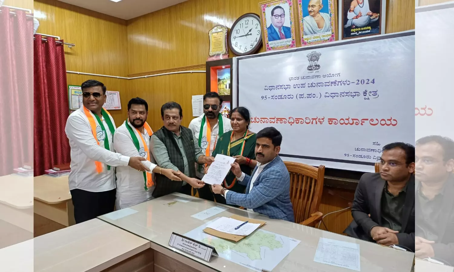 Annapoorna files nomination for Sandur by-election as Congress candidate Annapoorna files nomination for Sandur by-election as Congress candidate