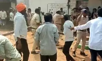 Protest against land acquisition for pharma village in Telangana