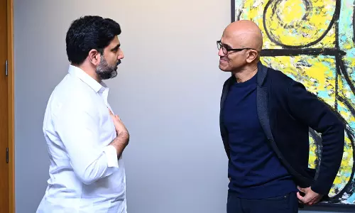 Lokesh meets Microsoft CEO Satya Nadella in US