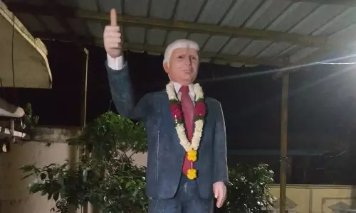 Trump statue in Telanganas Konne village lies neglected Trump statue in Telanganas Konne village lies neglected
