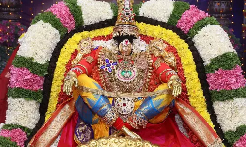 Goddess Padmavathi rides Gaja Vahanam during Brahmotsavam