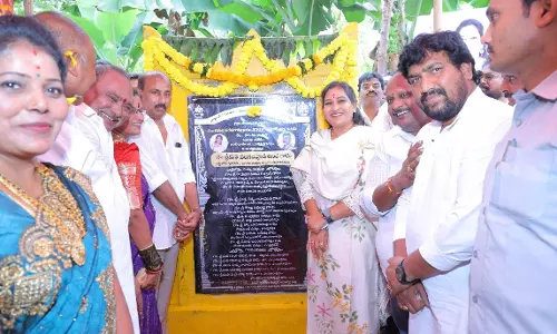 HM Anitha lays foundation for water tank in Payakaraopeta