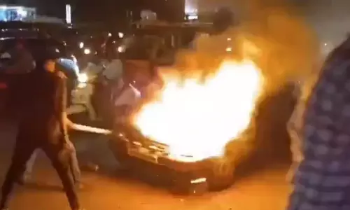 Mechanical Fire Engulfs Cars in Upparpally, No Casualties