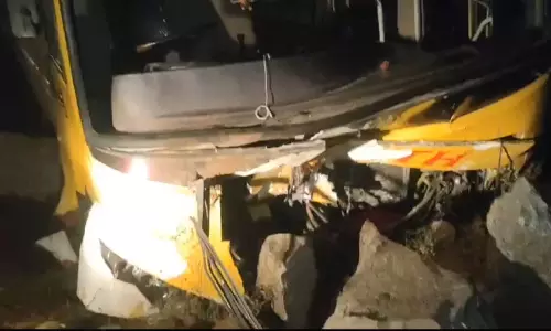 10 Injured as Bus Overturns in Miryalaguda