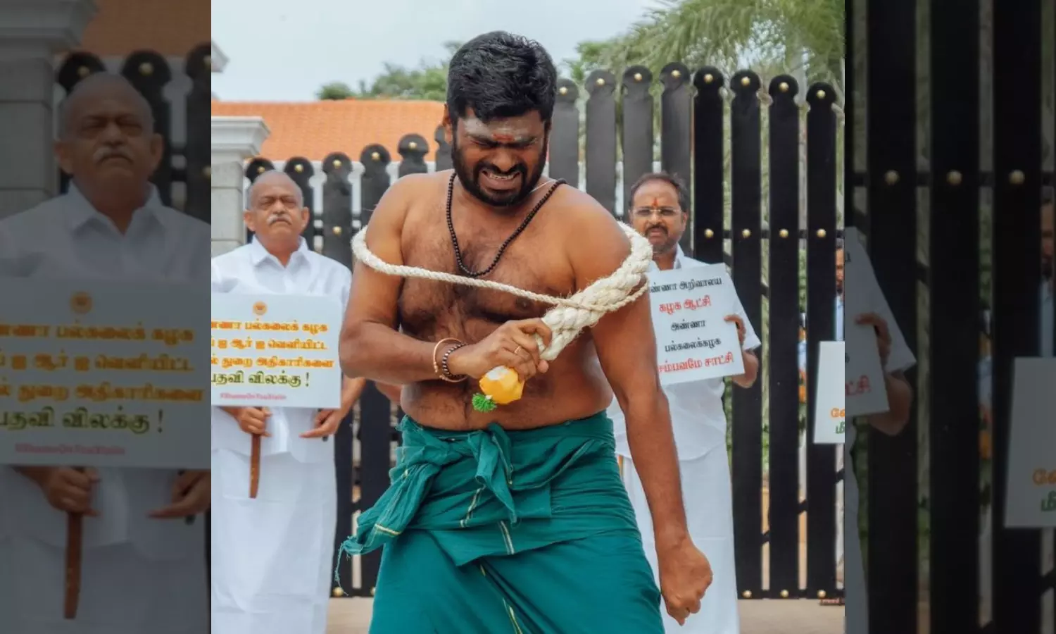 Annamalai flogs himself as pledged Annamalai flogs himself as pledged