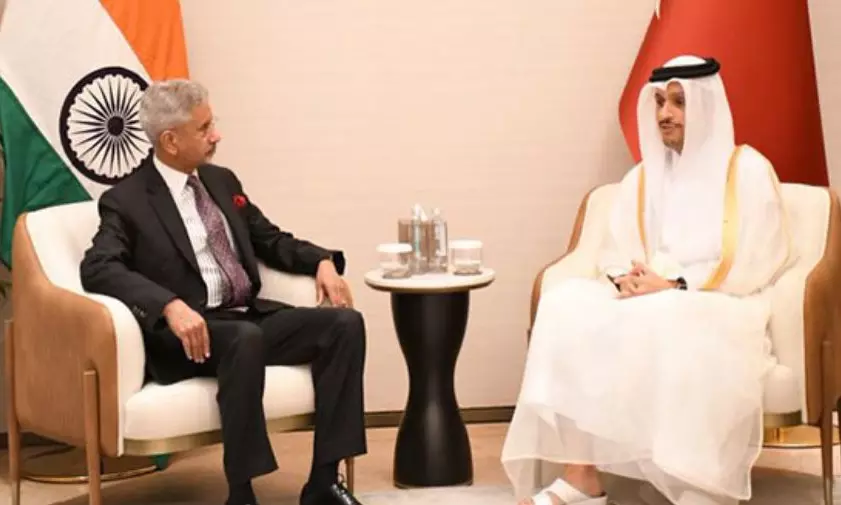 EAM Jaishankar meets Qatar PM as years first diplomatic engagement