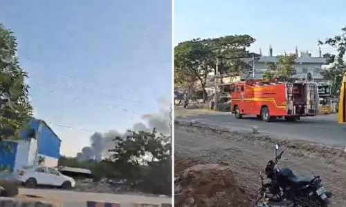 Just In: Massive fire at electric vehicle scooter company in Hyderabad