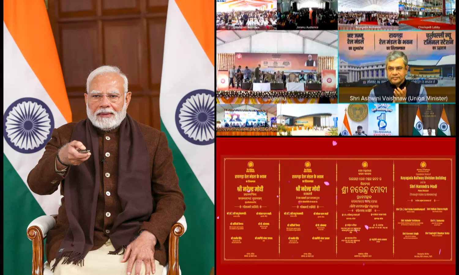 Modi launches major railways projects in Telangana, J&K and Odisha Modi launches major railways projects in Telangana, J&K and Odisha
