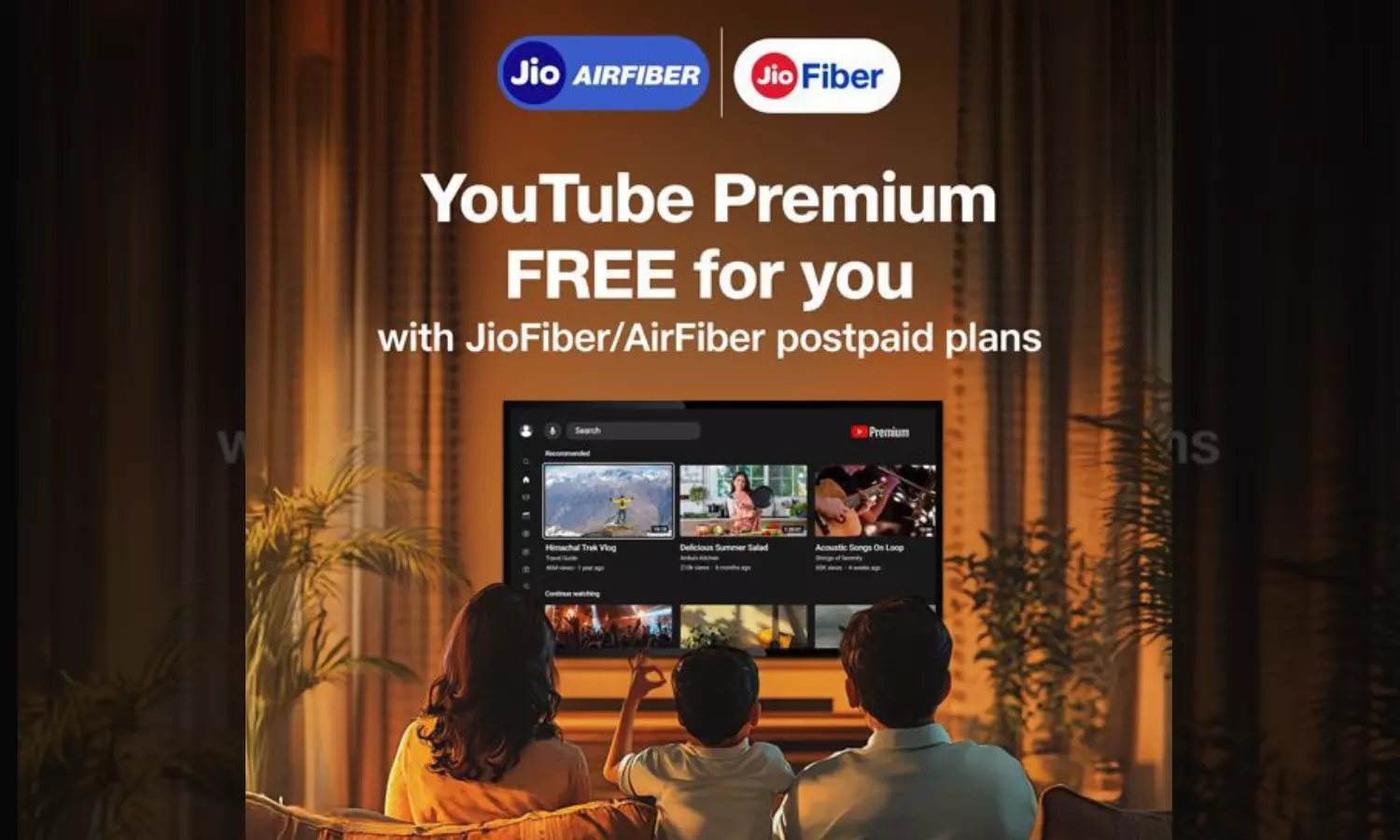 JioAirFiber, JioFiber Users to Enjoy YouTube Premium at No Extra Cost JioAirFiber, JioFiber Users to Enjoy YouTube Premium at No Extra Cost