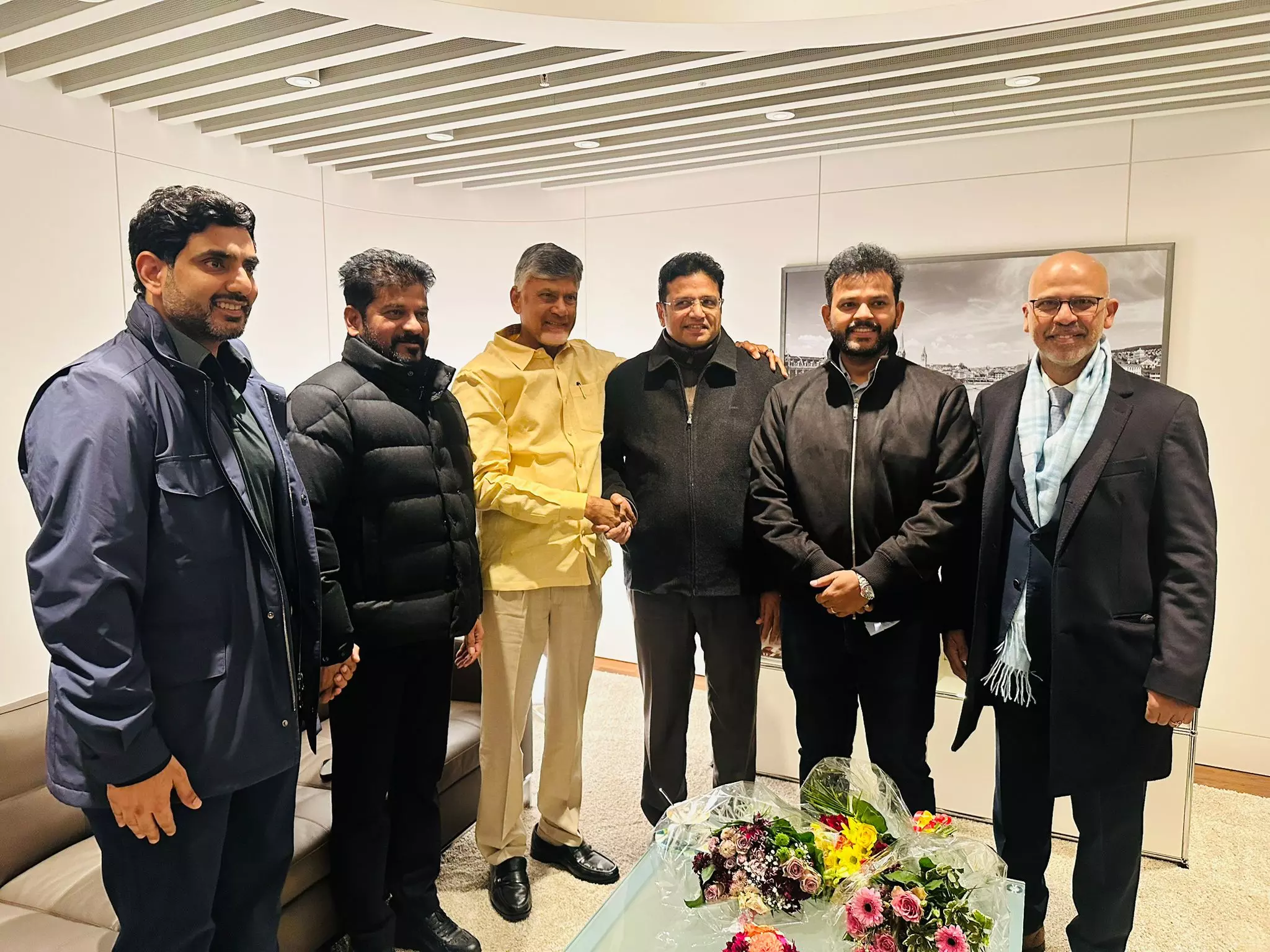 Revanth Reddy, Naidu meets at Zurich airport ahead of Davos conference