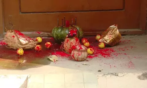 Black magic ritual uncovered outside KMF Office in Bellary, employees stunned