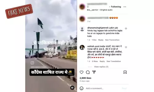 Islamic flags tied to streetlight poles in Chikodi Karnataka Mistaken for Pakistani Flags